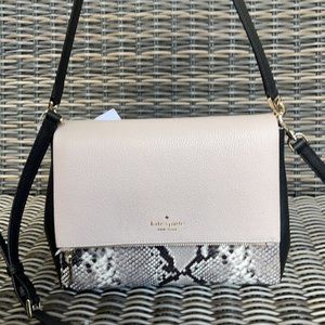 Kate Spade Medium Flap Shoulder Bag Natural Multi Mixed Material